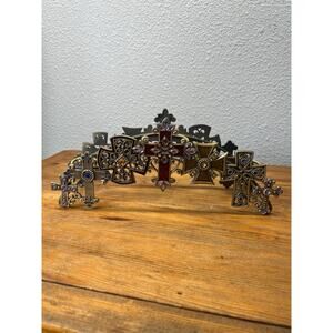 Spoontiques Metal Votive Holder With Crosses And Gems